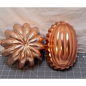 JELL-O Molds Round & Oval Shaped Copper Mold Pan Vintage Kitchen Granny Farm